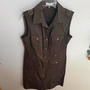 sleeveless army green Calvin Klein utility mini dress